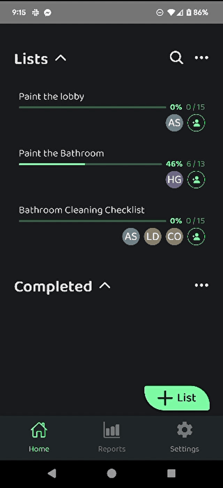 Screenshot: Select Tasks