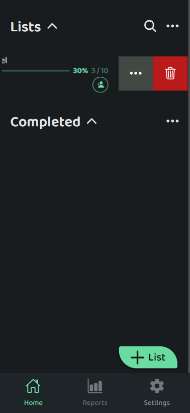 Screenshot: Archiving One List at a Time