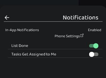 Screenshot: Notification Settings