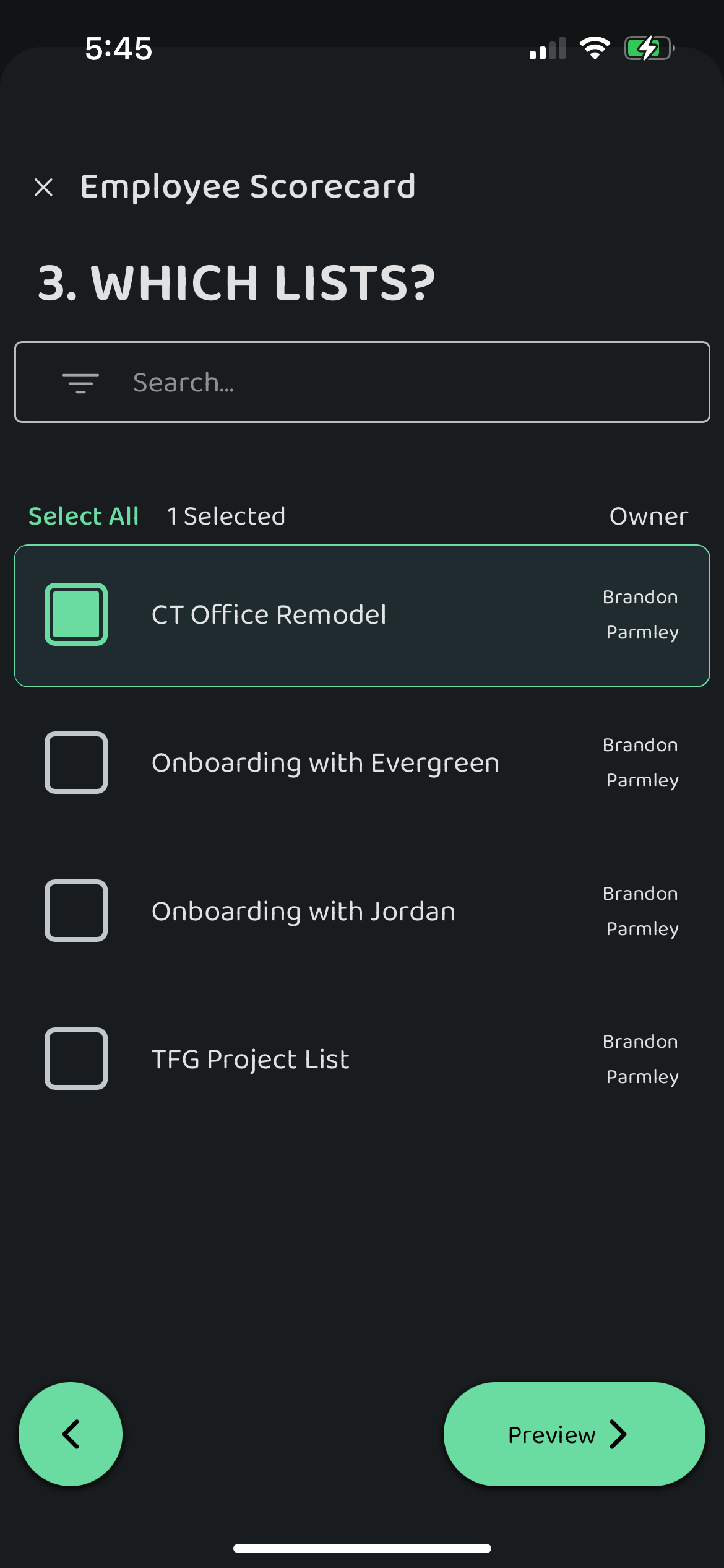 Screenshot: Employee Scorecard