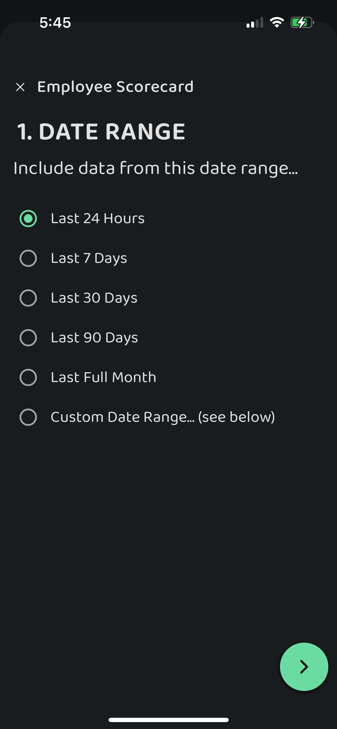 Screenshot: Employee Scorecard