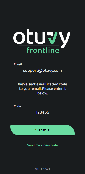Screenshot: Logging Into Otuvy Frontline