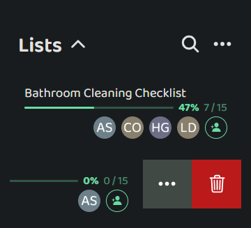 Screenshot: List Drawer Menus