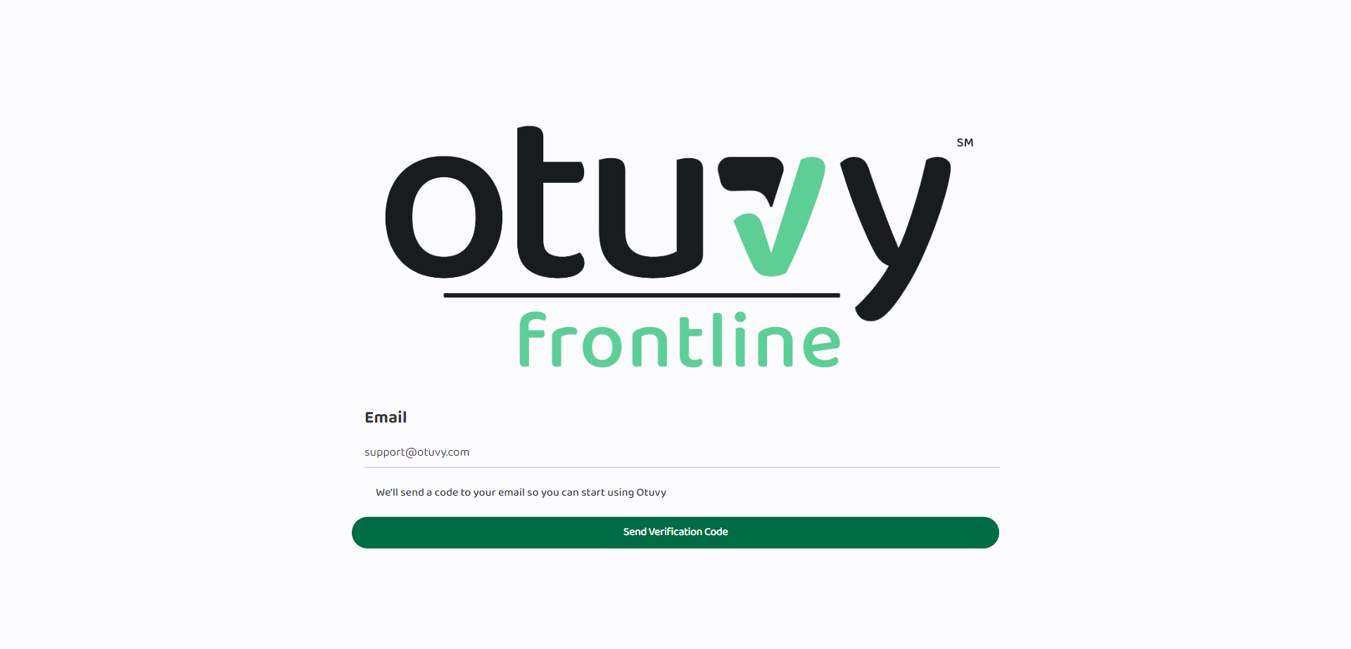 Screenshot: Login to Otuvy Frontline Admin Portal