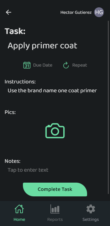 Screenshot: Task Details Page