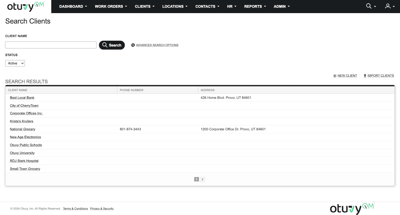 Screenshot: Clients