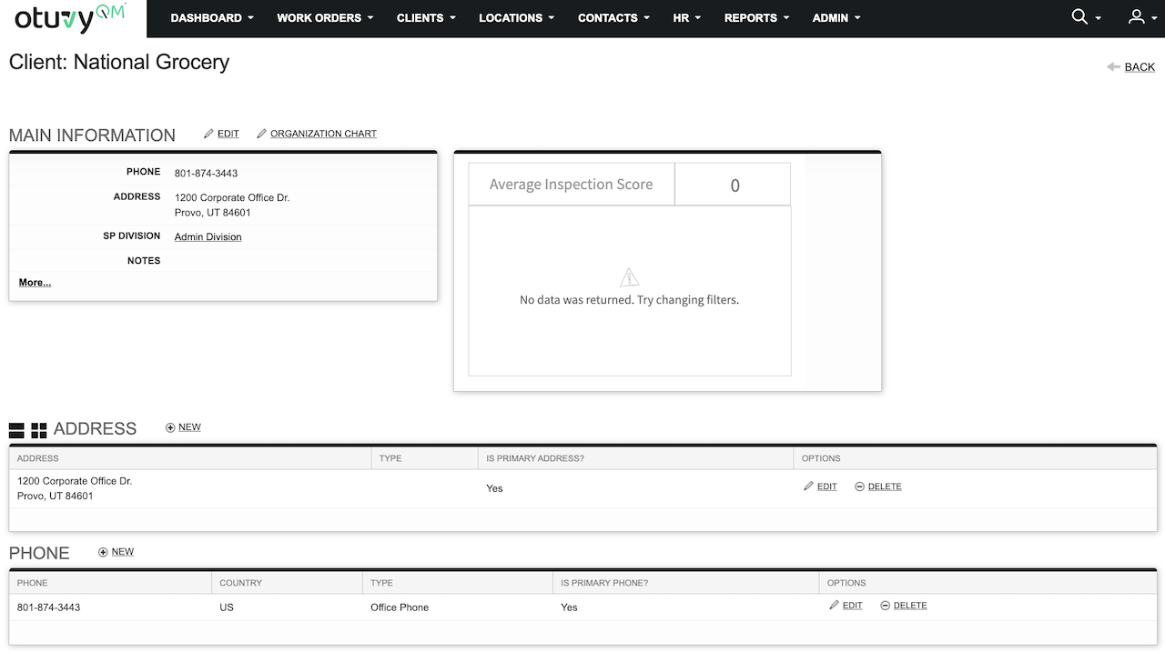 Screenshot: Clients