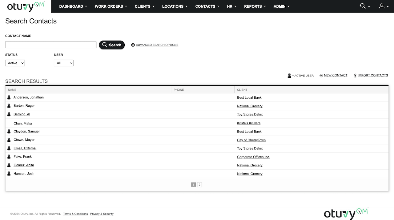 Screenshot: Contacts
