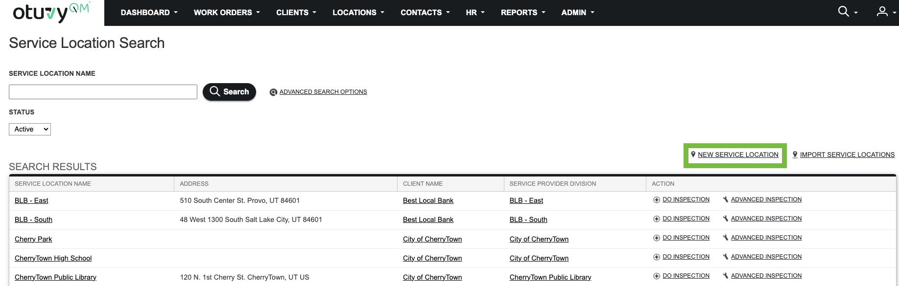Screenshot: Performing a Web Inspection