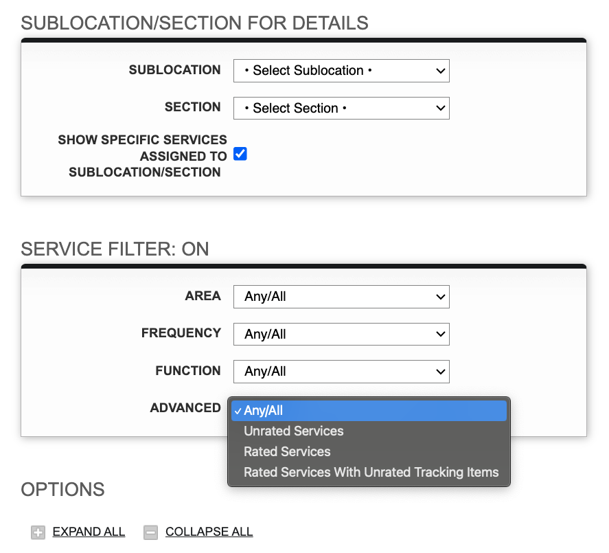 Screenshot: Services