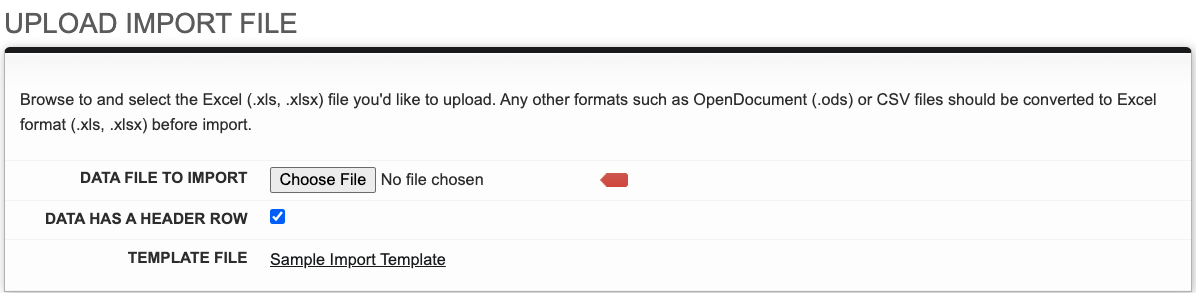 Screenshot: Download Template File