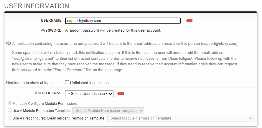 Screenshot: Activating a New Employee's User Info