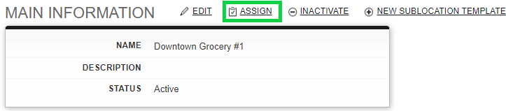 Screenshot: Assign the Sublocation Template Via Main Information