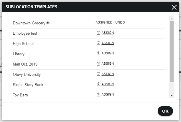 Screenshot: Assign the Sublocation Template Via the Location Record