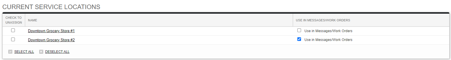 Screenshot: Using Sublocation/Section Templates in Work Orders