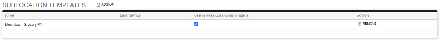 Screenshot: Using Sublocation/Section Templates in Work Orders