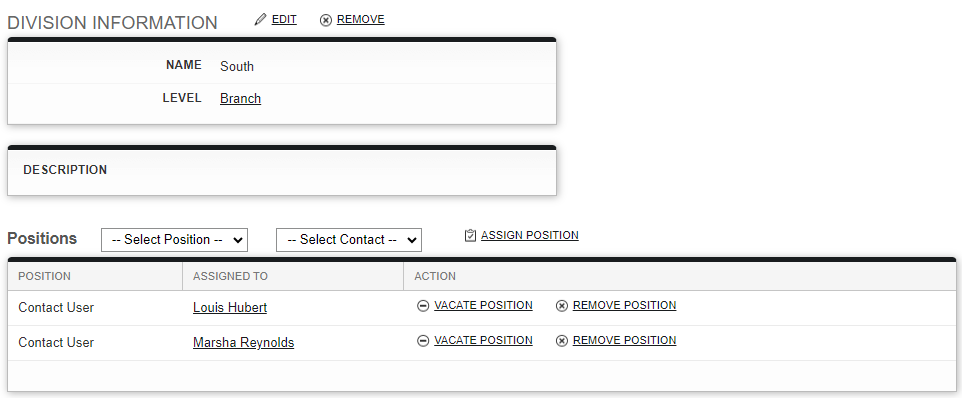Screenshot: Service Location Assignments