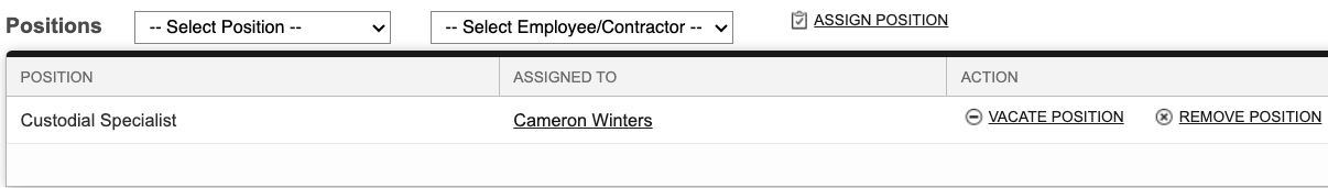 Screenshot: Employee Positions