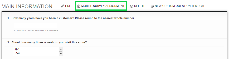 Screenshot: Assign the Survey