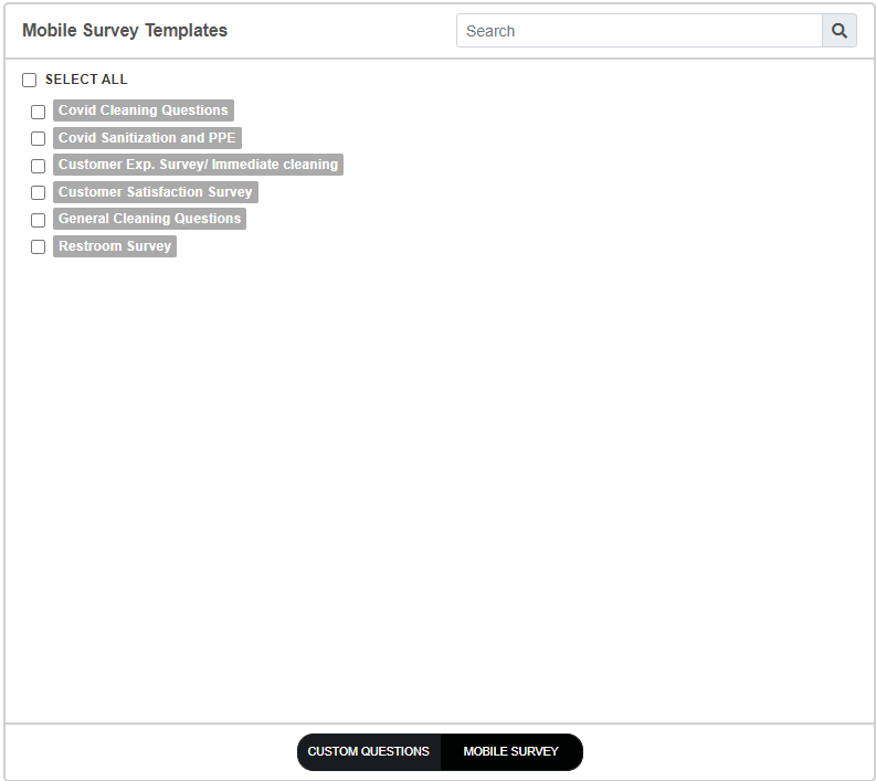 Screenshot: Template Selection Panel