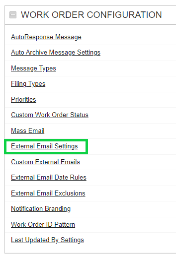 Screenshot: Enabling External Email Settings
