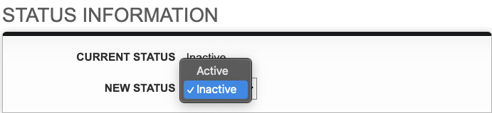 Screenshot: Reactivating a record or user