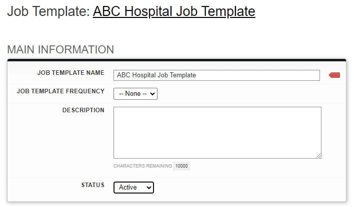 Screenshot: Editing a Job Template Name or Frequency