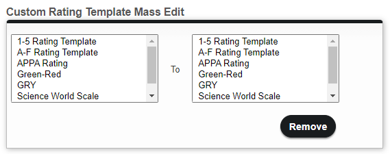 Screenshot: Mass Custom Rating Template Edit