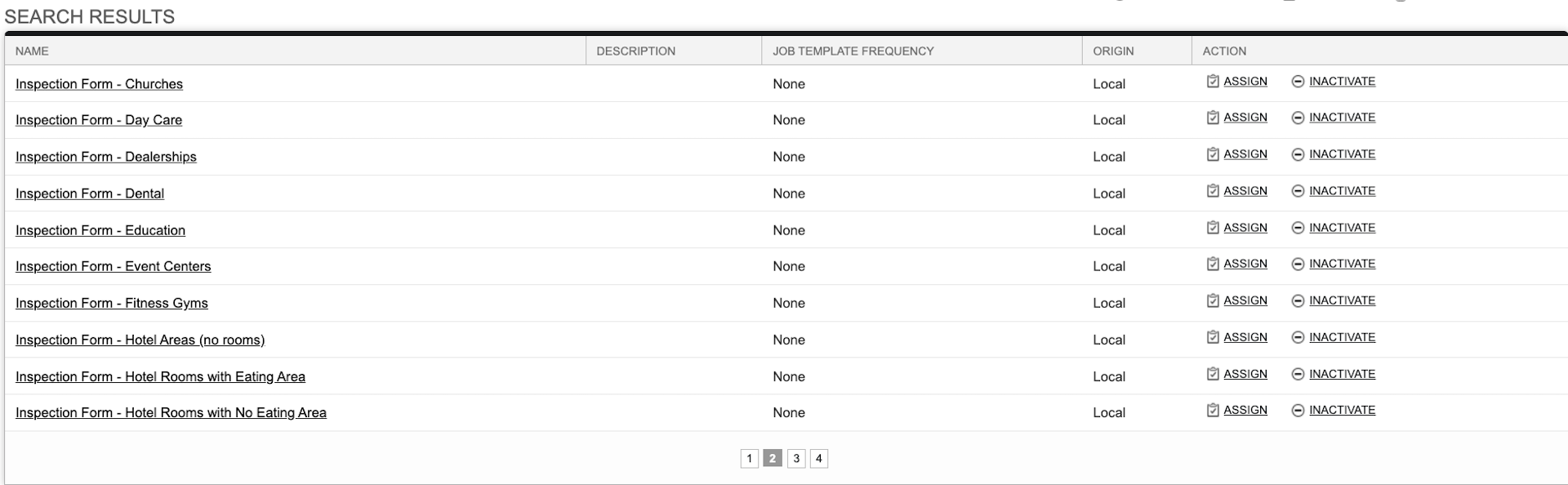 Screenshot: Assigning a Job Template from the Job Template List