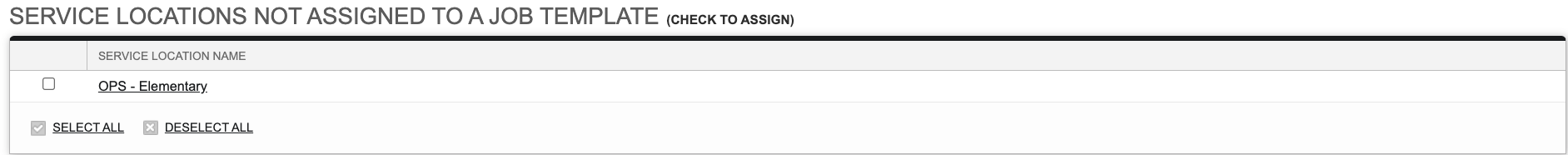 Screenshot: Assigning a Job Template from the Job Template List