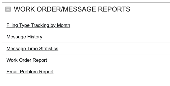 Screenshot: Filing Type Tracking by Month Report
