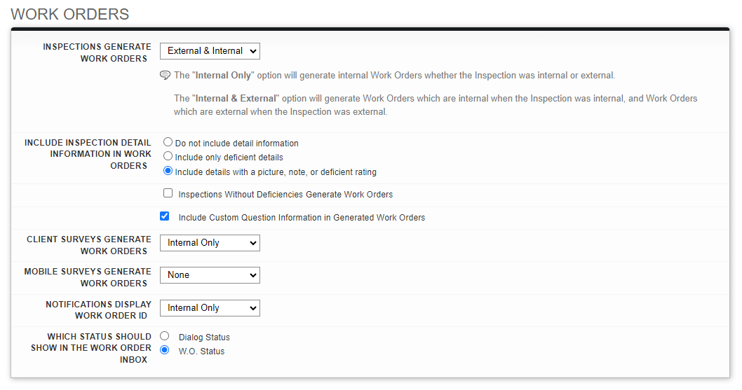 Screenshot: Work Orders