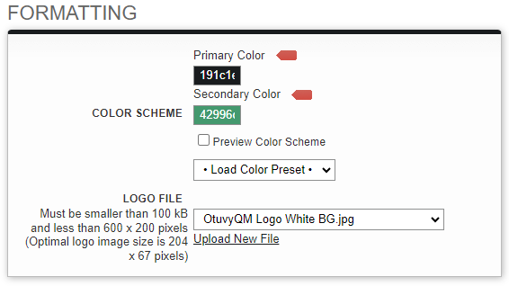 Screenshot: Formatting