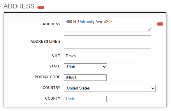 Screenshot: Address