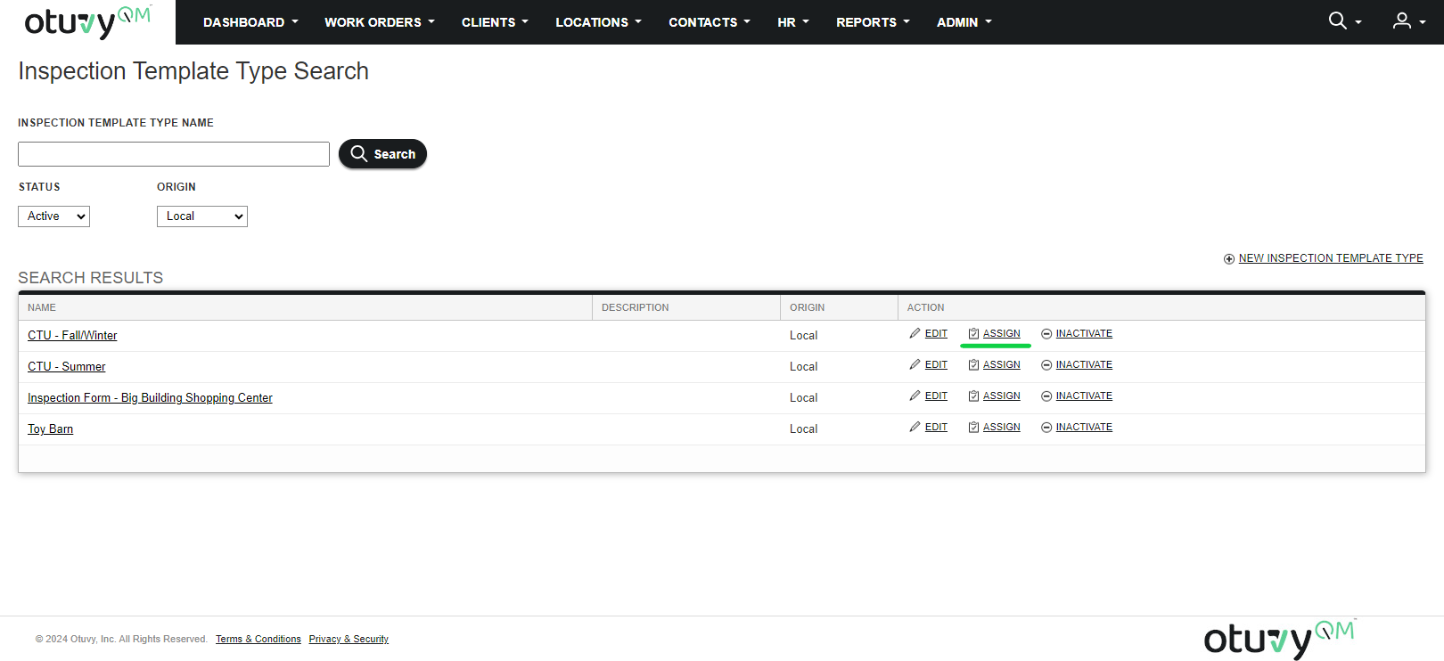 Screenshot: Assigning/Unassigning to/from Multiple Locations at the Same Time