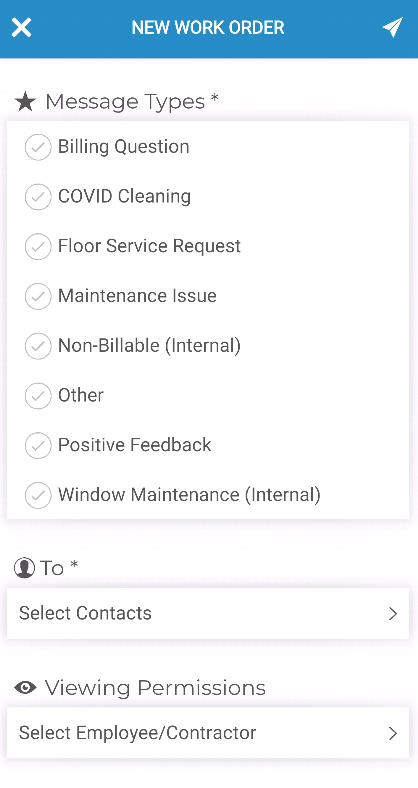 Screenshot: Selecting a Message Type