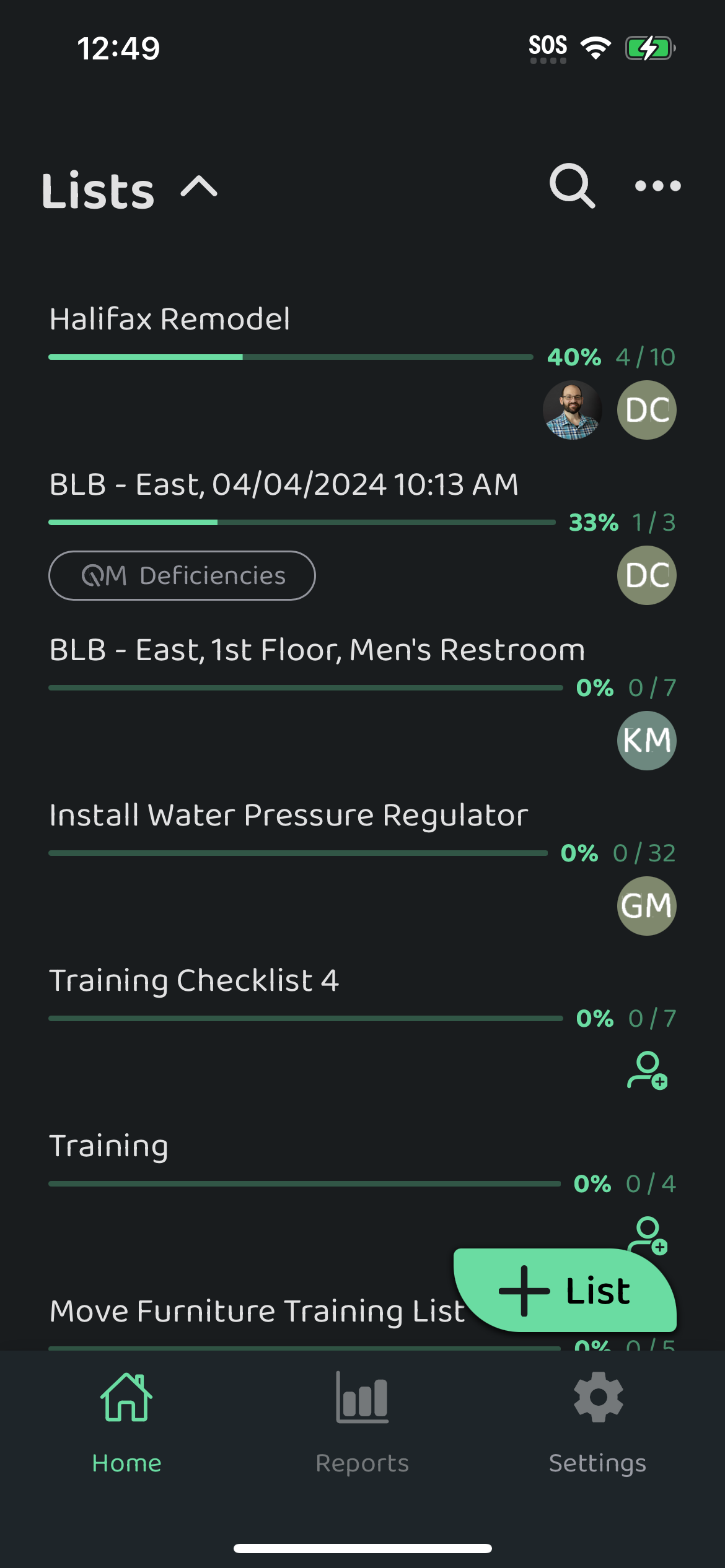 Screenshot: Creating Lists in Otuvy Frontline Mobile