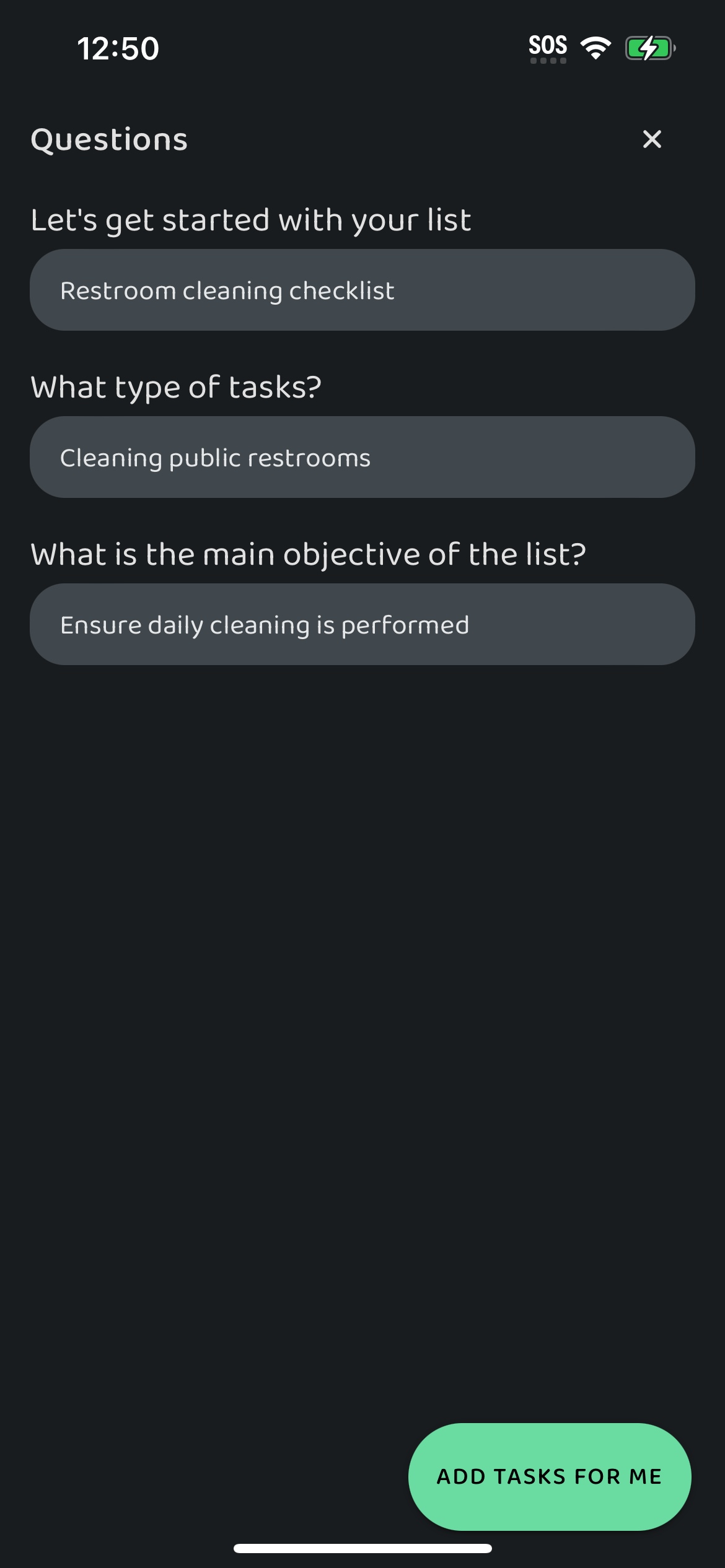 Screenshot: Use AI to Generate Tasks