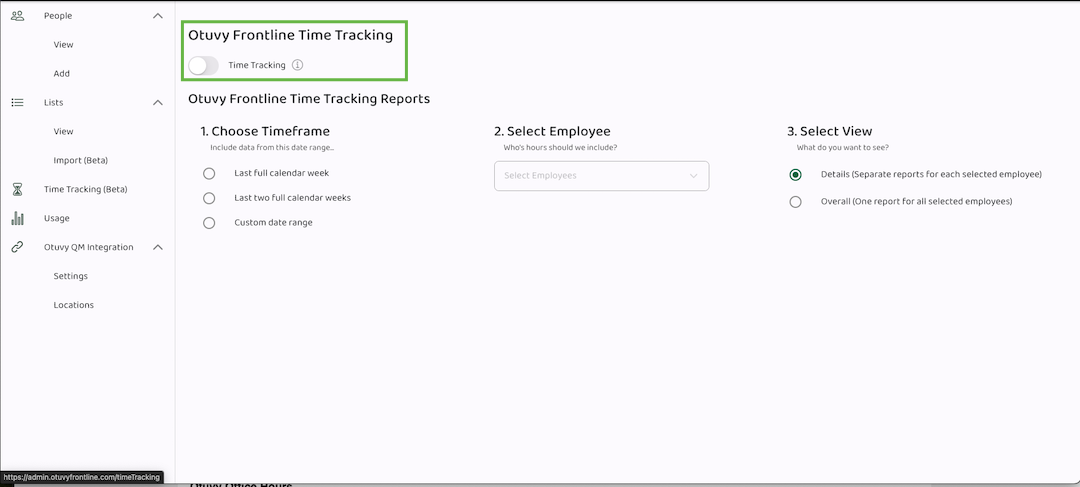 Screenshot: How to Activate Time Tracking
