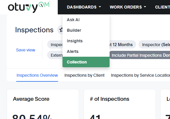 Screenshot: Navigating the Collection of Dashboards