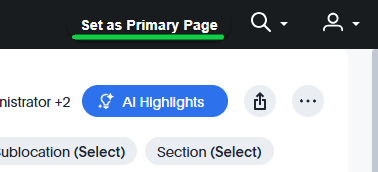 Screenshot: How to Set a Primary Page