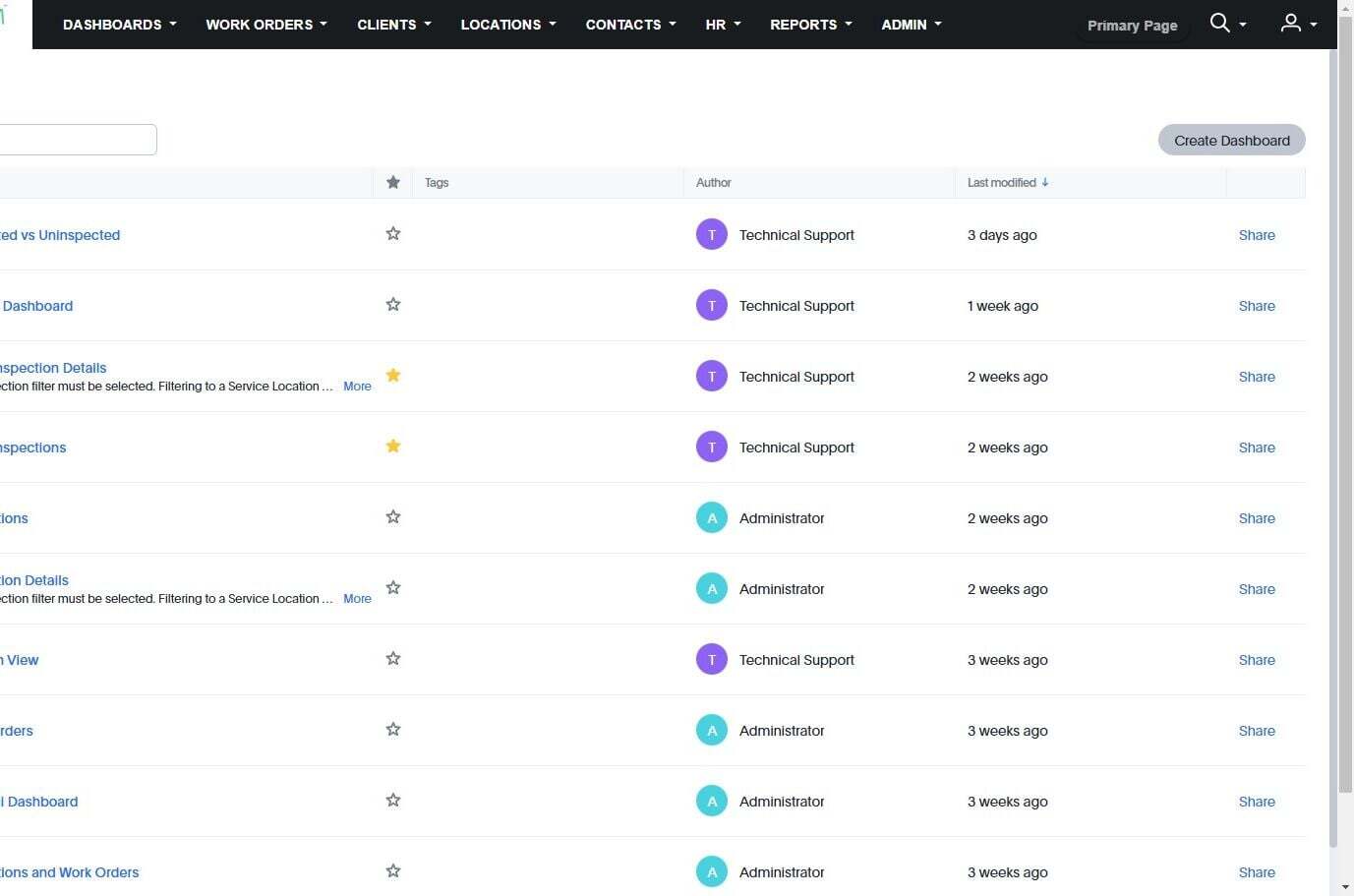 Screenshot: Creating a New Dashboard