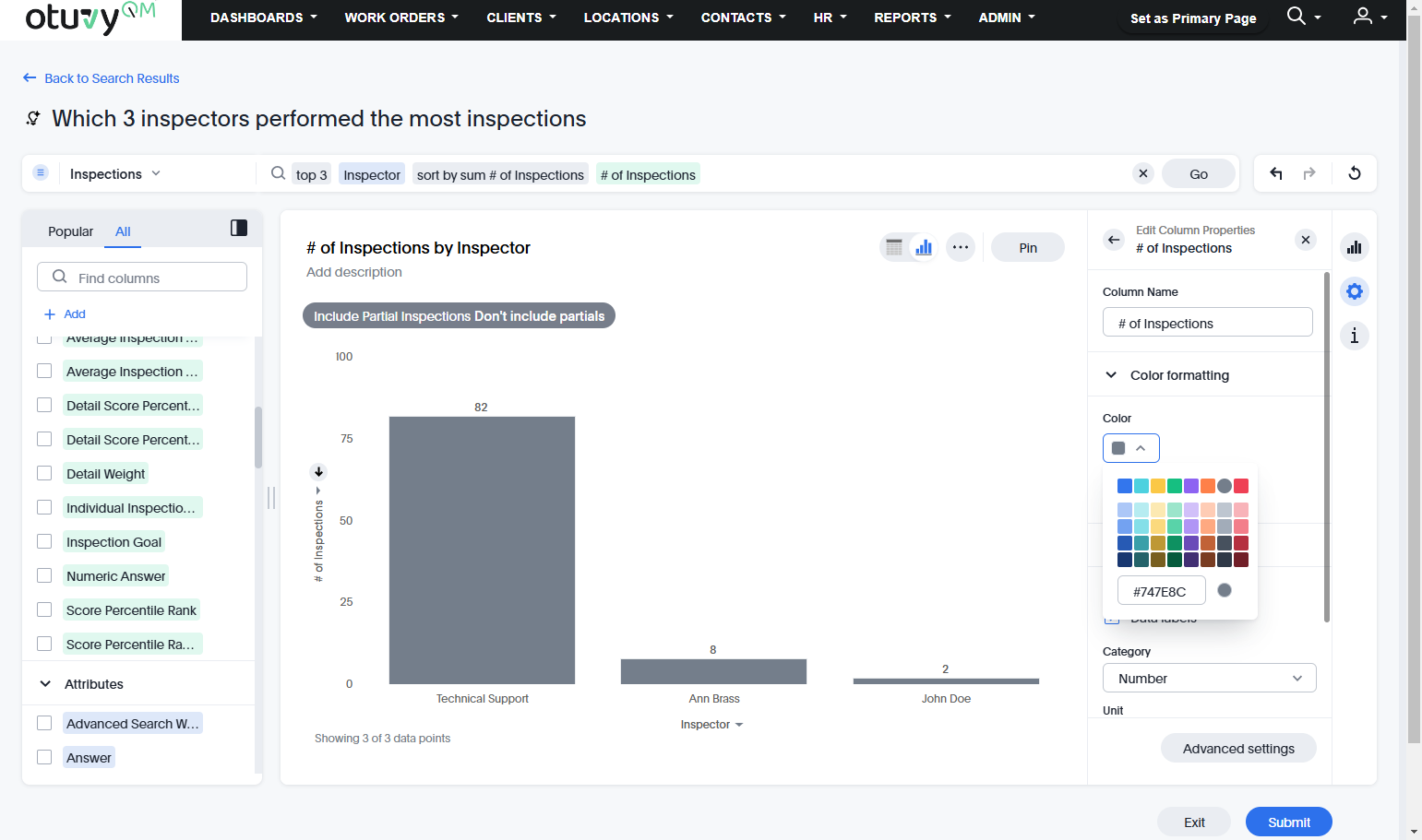 You can set the color used in the visualization