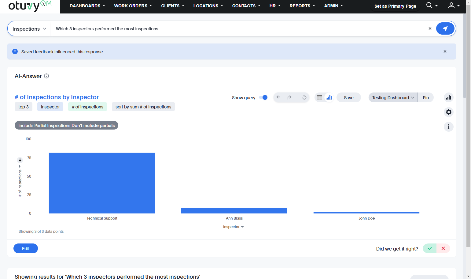 Click the Dashboard Selection dropdown