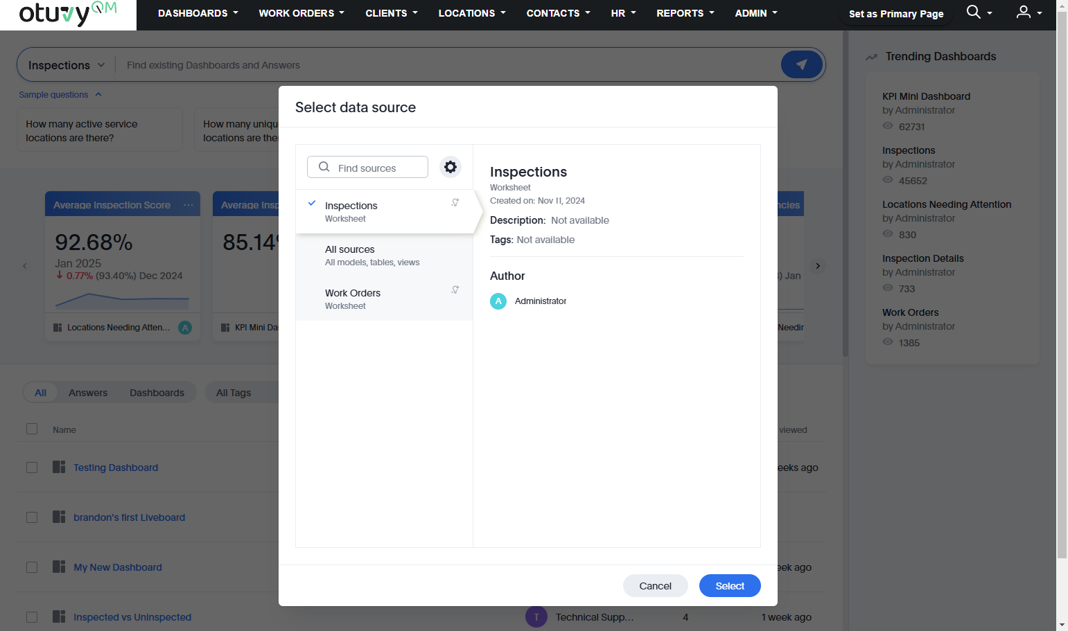 Select the data source you want