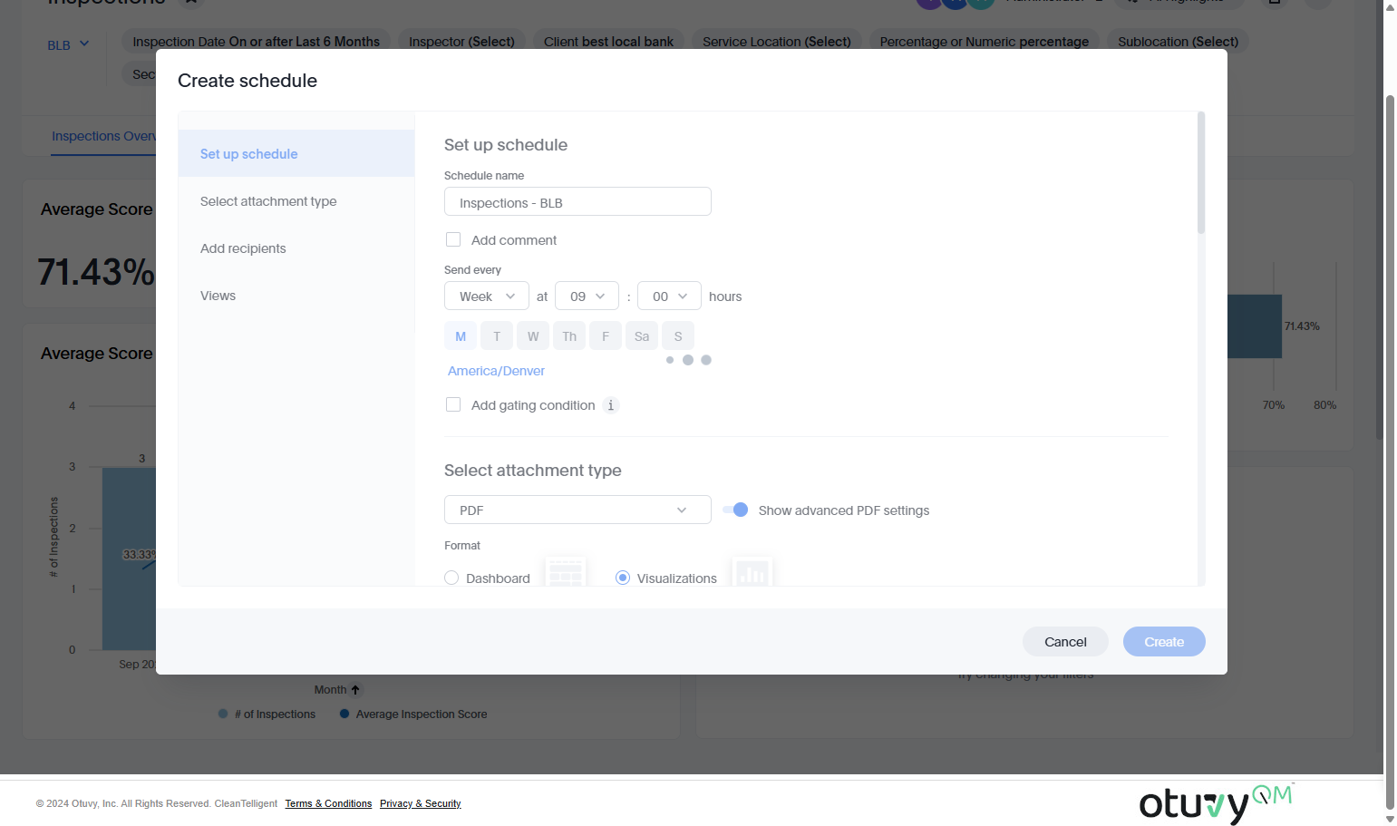 Click on Create to create the scheduled report