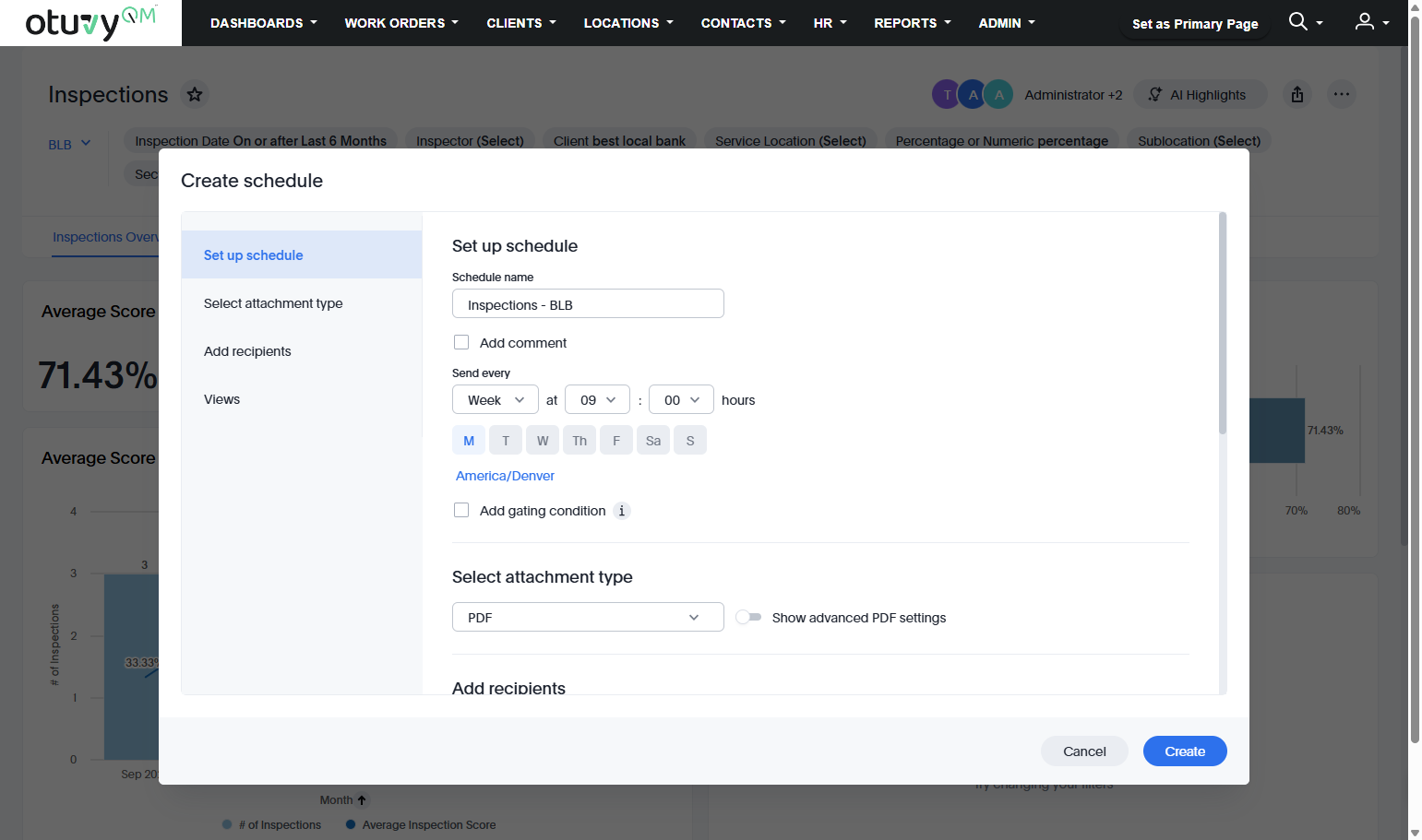 Inside this window you can set all of your scheduled report parameters