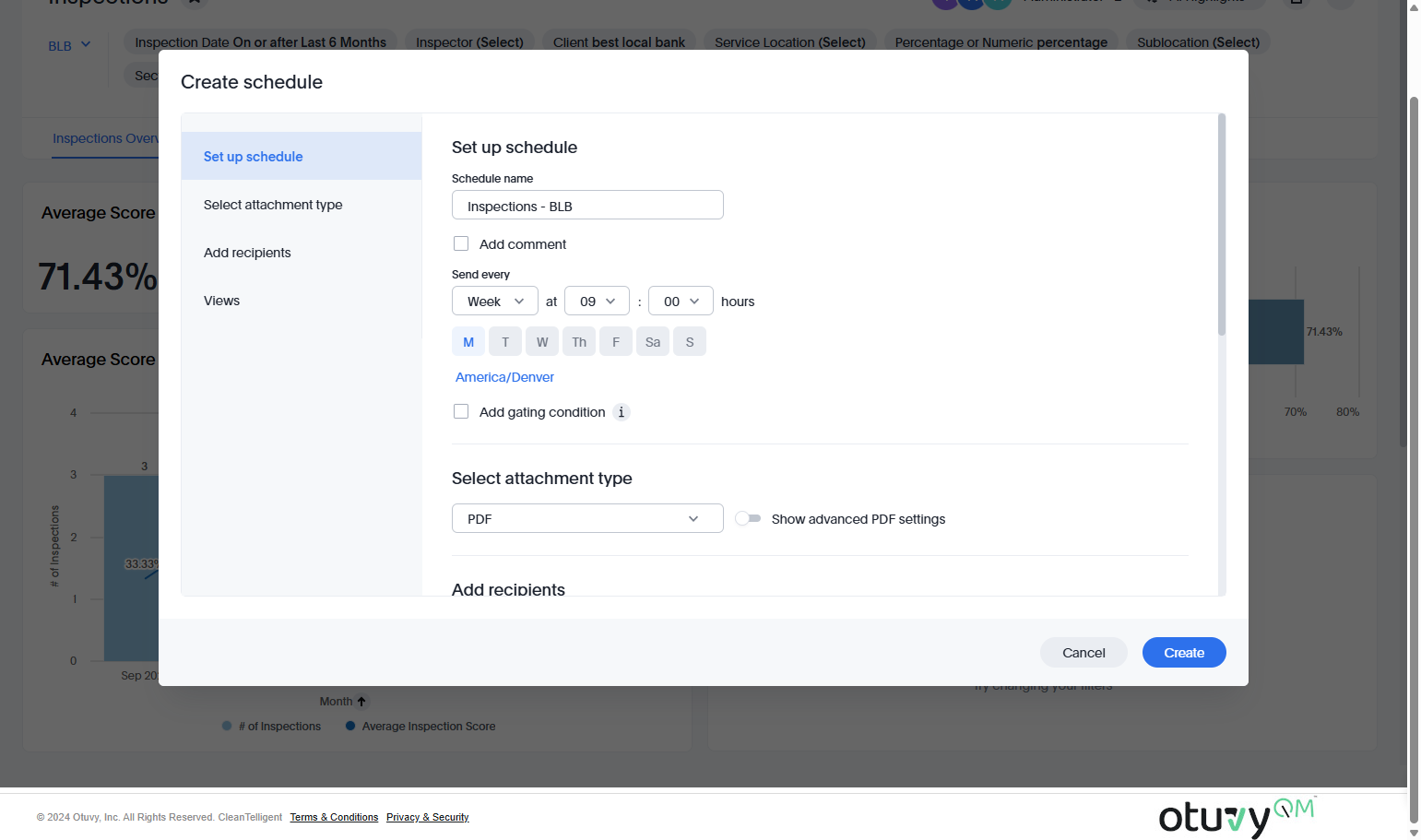 Click on Set up schedule to set up the frequency and time of the scheduled report