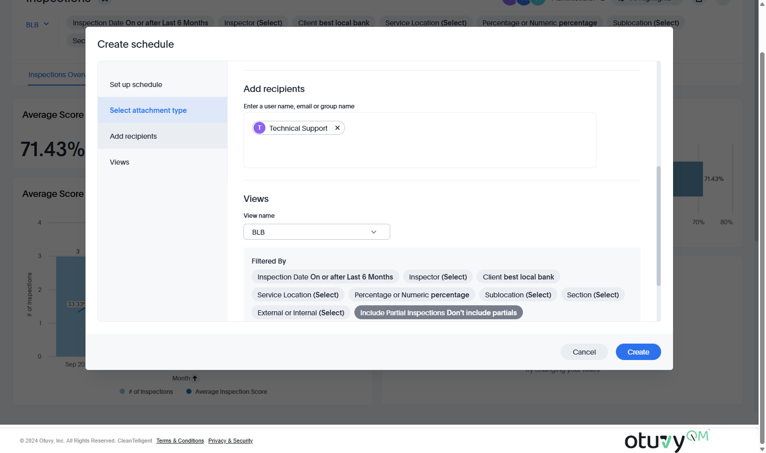 Click on or scroll to Add recipients to choose who to send the report to