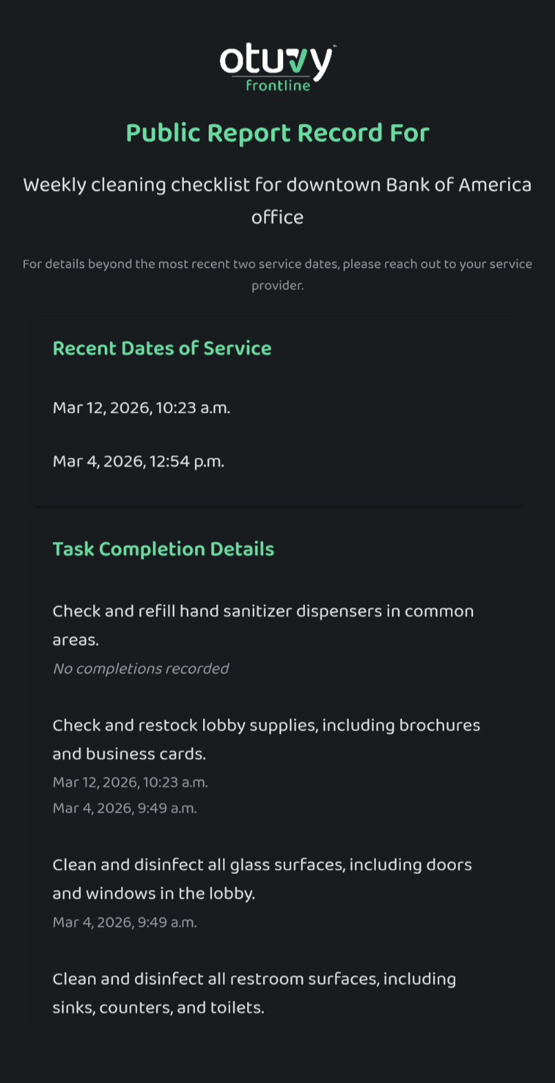 Screenshot: What the Public Report Shows